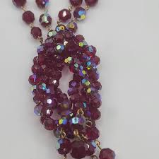 Vintage Bergere Necklace Red Glass Beaded Knot AB AMAZING Heavy 18" | eBay