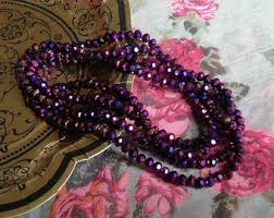 Extra lange lila/rosa/goldene Halskette mit facettierten Kristallrondellenperlen (120 cm), funkelt, funkelt, Vintage und Retro romantisch - Etsy.de