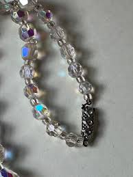 Vintage Various Shaped Faceted Aurora Borealis Glass & Plastic Bead Necklace - | eBay