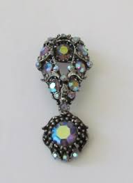 Vintage Silvertone Brooch with Aurora Borealis Rhinestones, VGC | eBay