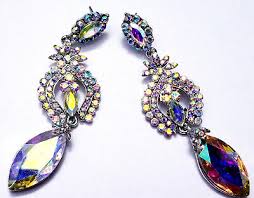 Chandelier Earrings Rhineston Crystal 3.2 in AB | eBay