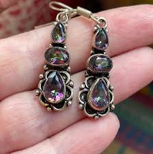Mystic Topaz Drop Earrings - Sterling Silver - Vintage – Vintage Paris Jewelry