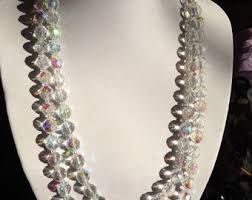 1950's Vintage Double Strand Aurora Borealis Glass Bead ...