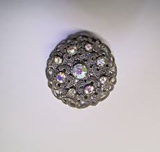 Vintage Filigree Silver Brooch with Pin, AB Rhinestones, Made In Germany | eBay