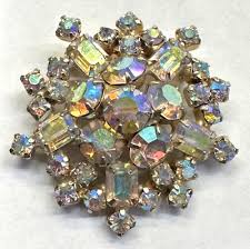 Flower Aurora Borealis Rhinestone JULIANA Vintage Pin Brooch ...