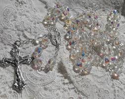 Aurora Borealis Clear Czech Crystal Rosary in Gold or Silver - Etsy