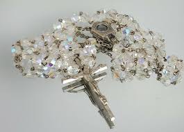 Vintage Catholic Rosary Aurora Borealis Beads, Eau De Lourdes, Italian Crucifix | eBay
