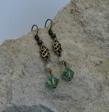 Green Swarovski Earrings and Celtic Charm – Sunbird Jewelry