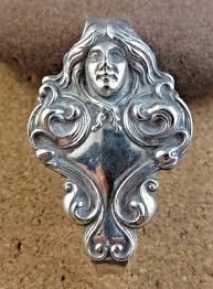 Rare Antique Art Nouveau Woman Swirl Scroll German Silver 2 ...