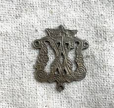 Antique Reproduction Rosary Center in White Bronze, 1 1/4" X ...