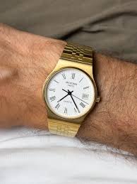 Microma Swiss - Roman White Integrated Gold Plated Bracelet ...