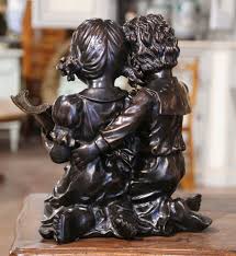 19th Century French Two-Tone Bronze "Children Reading Book ...