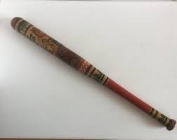 Vintage Mexican Pinata Bat, Wood Hand Carved and Painted ...