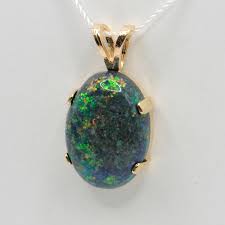 Mexican Black Opal (Treated) 14k Yellow Gold Pendant ...