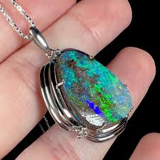 Platinum Boulder Opal Pendant — Japanese Zen Pond Design ...