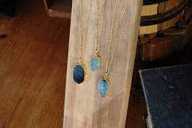 Abstract Labradorite Flat Pendant Gold Dipped With 22" Gold ...