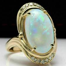 14k Yellow Gold Plated 4.00 Ct Oval Cut Opal & Lab-Created ...