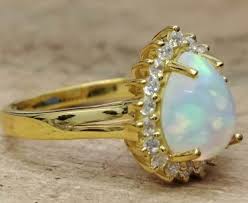 Handmade Pear White Opal Ring: Gold Plated Sterling Silver ...