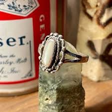 Vintage Western Style Mother of Pearl Sterling Silver Ring Size 8 1/2 - Etsy Canada