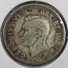 1947 Canada 10 Cents - George VI - Fine (F) Leaf KM#34 - 80 ...