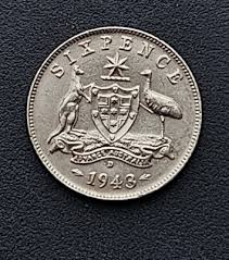 1943 D Australia Silver Six Pence 6p, 6 pence, George VI , AU ...