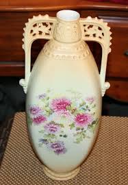 Antique Austrian Pottery Vase Double Handles Flowers Floral ...
