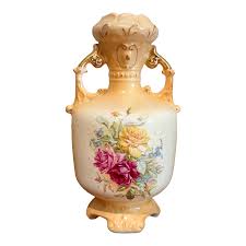 Antique Austrian Amphora Vase With Rose Decoration | Chairish