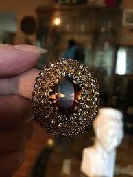 MADE IN AUSTRIA OVAL AMBER CRYSTAL TIERED BROOCH ADORNED W CITRINE RHINESTONES | eBay