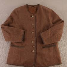 VINTAGE Tweed Jacket Womens L Brown Wool Flannel Blazer ...