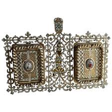Austria Bronze Enamel Double Door Jeweled Picture Frame. For Sale at Ruby Lane