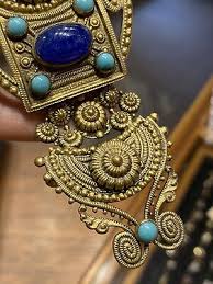 ENORMUS antique austro hungarian gold tone turquoise paste & enamel belt buckle | eBay