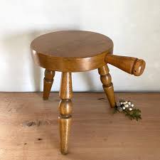 Wood Milking Stool, Round Stool, Round Wood Stool, Vintage ...