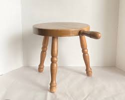 Vintage Wooden Three Legged Milking Stool Round Plant Stand ...