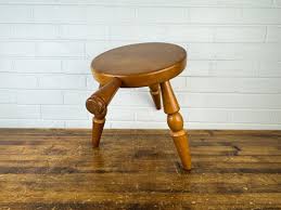 Vintage Wooden Milking Stool – Turned Legs, Classic ...