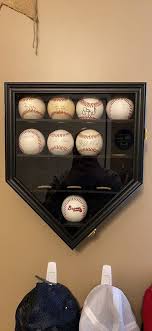 Baseball Display Case 12 Black Wood MLB Autograph Ball ...