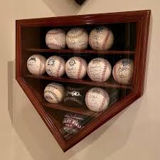 Baseball Display Case 14 Walnut Wood MLB Autograph Ball Rack ...