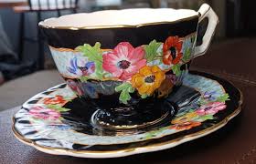 Vintage Rare Aynsley England Black Hand Enamel Bone China Tea Cup & Saucer | eBay