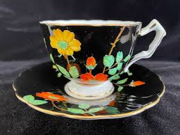 Aynsley Black Fine Bone China Cup and Saucer - Etsy