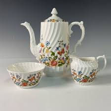 3pc of Aynsley Bone China Coffee Service Set, Cottage Garden ...