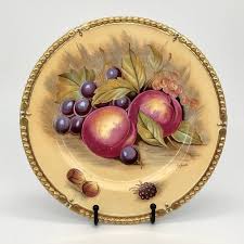 Aynsley Bone China Orchard Fruit Cabinet Plate Gold Beaded ...