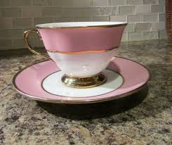 Vintage Ciroa Luxe Circle Pink Rim Gold Trim Teacup & Saucer ...