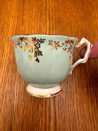 Aynsley, Mint Green and Gold Teacup and Saucer With a ...