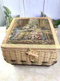 Buy Large Vintage Azar Sewing Basket ~ Tapestry and Woven ...
