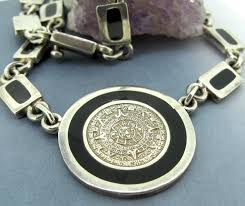 Sterling Silver Aztec Mayan Sun God Pendant Black Onyx ...