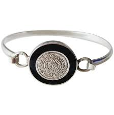 Aztec Sterling Silver Disc Bracelet: Mexican Bangle ...
