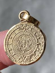 14K Yellow Gold Mexican Sundial Charm | eBay