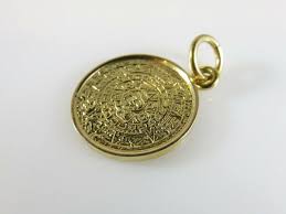14K Yellow Gold Acapulco Coin Style Mayan Calendar Scenic ...