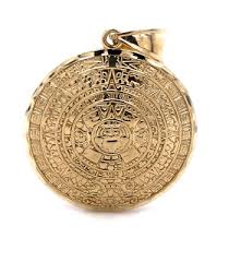 Mens 1.06” 10K Solid Yellow God Aztec Mayan Mexico Sun ...