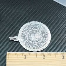 Vintage 925 Sterling Silver Plata Aztec Calendar Sun Mayan Pendant w/ letter T | eBay Australia