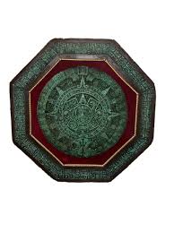 Rare Vintage 18” Green Malachite Stone AZTEC MAYAN CALENDAR ...